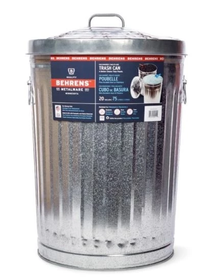 Behrens 20 Gallon Galvanized Steel Trash Can with Lid 3 Behrens 20 Gallon Galvanized Steel Trash Can with Lid