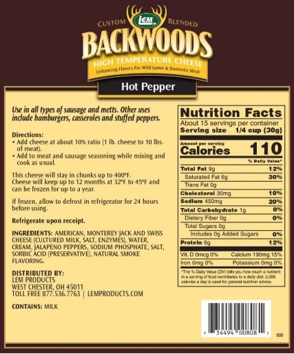 LEM Backwoods High-Temp Hot Pepper Cheese - 1 lb 4 LEM Backwoods High-Temp Hot Pepper Cheese - 1 lb - Image 2