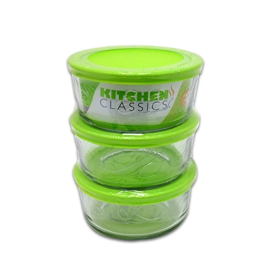 Kitchen Classics Storage 6 Piece 4 Cup Round Glass Storage in Green 3 Kitchen Classics Storage 6 Piece 4 Cup Round Glass Storage in Green