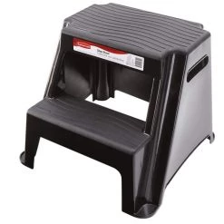 Rubbermaid 2-Step Molded Plastic Stool with Non-Slip Step Treads