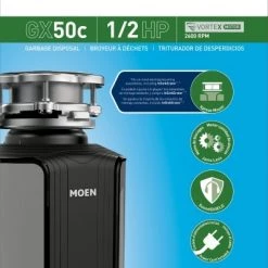 Moen GX Series 1/2 Horsepower Garbage Disposal -Home Sales Store gx50c 4